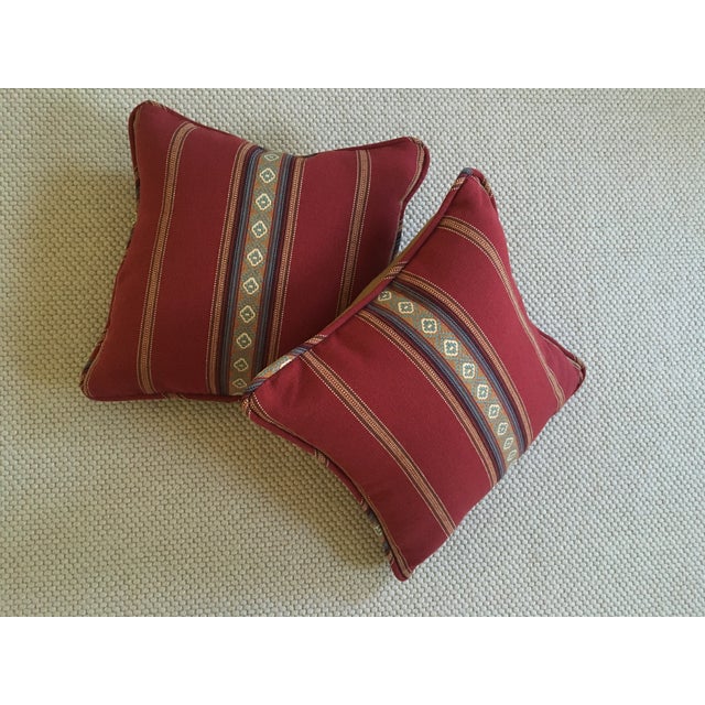 Red Southwestern Stripe Pillows - A Pair Chairish