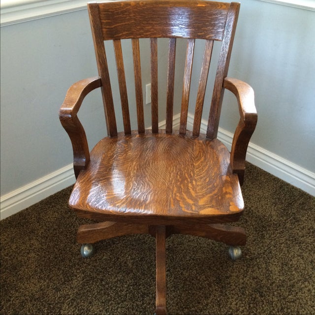 Antique Tiger Oak Office/Bank Swivel Chair Chairish
