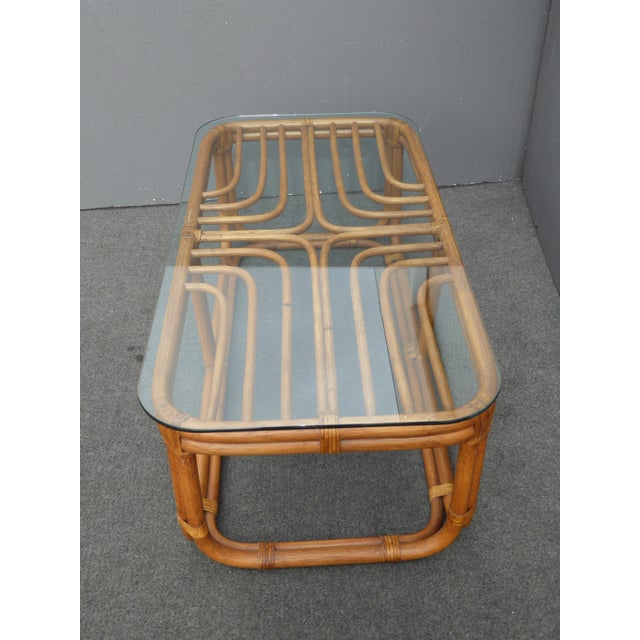 Vintage Bamboo & Glass Top Coffee Table Chairish