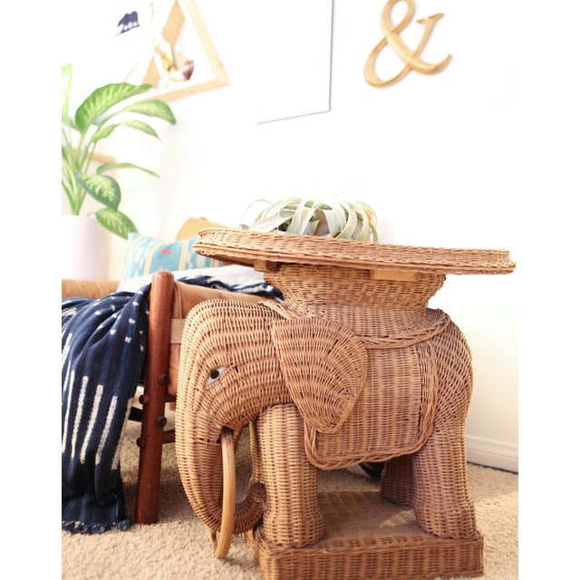 Vintage Rattan Wicker Elephant Side Table Chairish