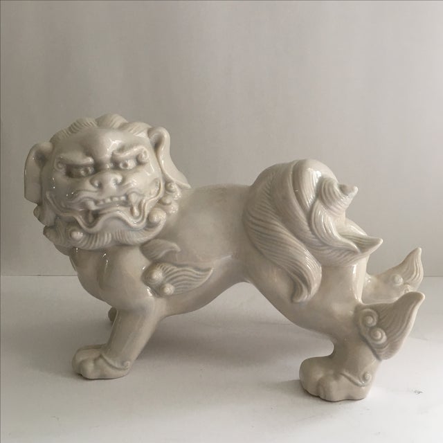 Vintage White Porcelain Foo Dog Statue Chairish