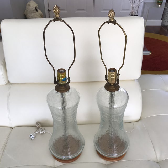 Vintage Crackle Glass Blenko Lamps A Pair Chairish