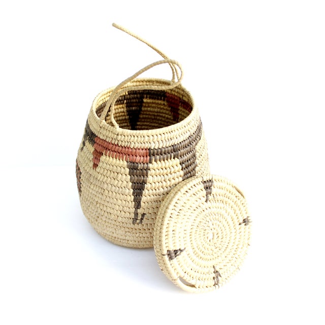 Vintage Woven Basket With Lid & Handles Chairish