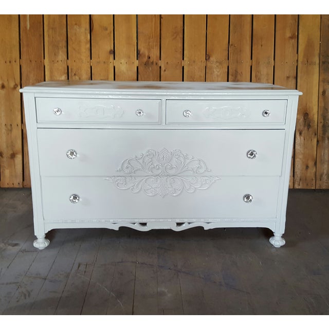 Antique White Crystal Knob Dresser Chairish