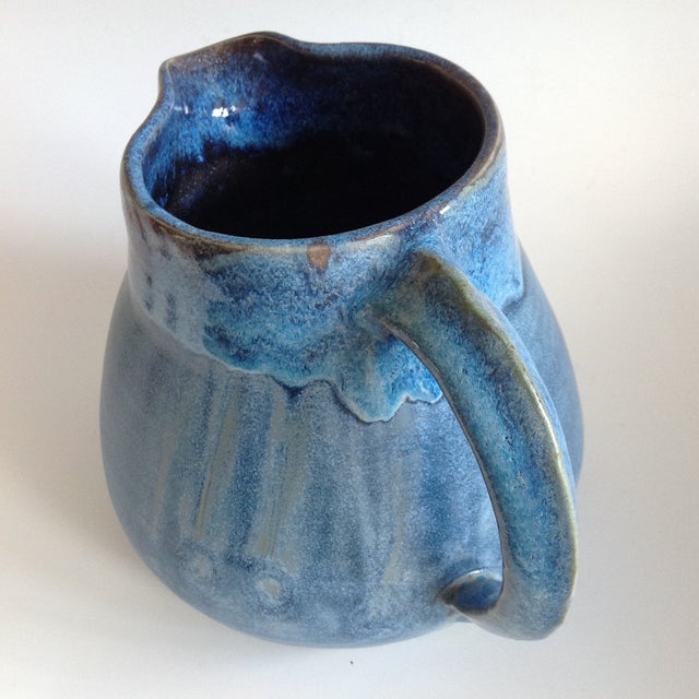 Vintage Artisan Blue Pottery Pitcher Chairish