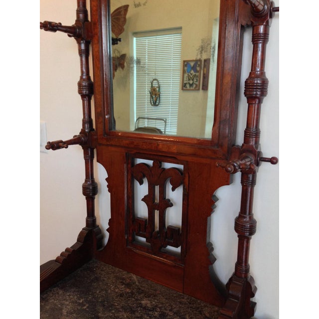 Antique Wooden Hall Tree with Mirror Chairish