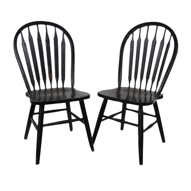 Distressed Black Chairs A Pair Chairish