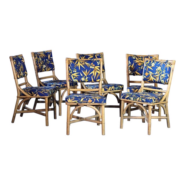 MidCentury Modern Rattan Dining Side Chairs Set of 6 Chairish