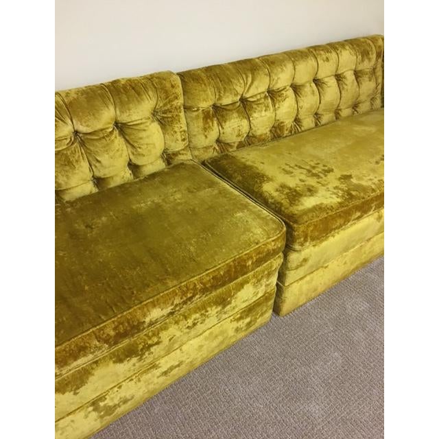 Mid-Century Crushed Gold Velvet Sectional | Chairish