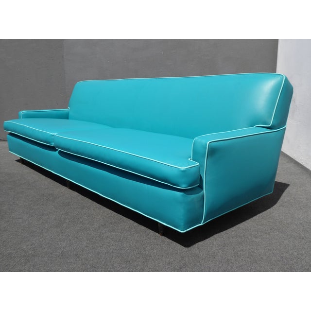 MidCentury Turquoise Vinyl Sofa Chairish