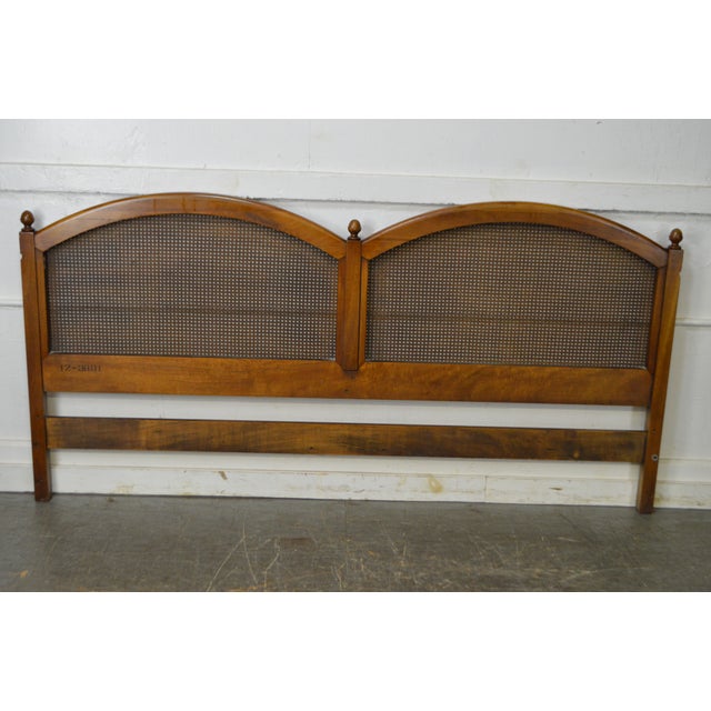 Henredon Vintage French Country Style King Size Walnut & Cane Back