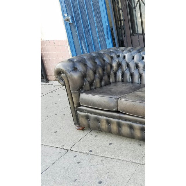 Grey Dye Aged Leather Chesterfield Sofa Chairish