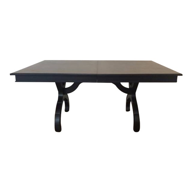 Matte Black Laquer Trestle Table Chairish