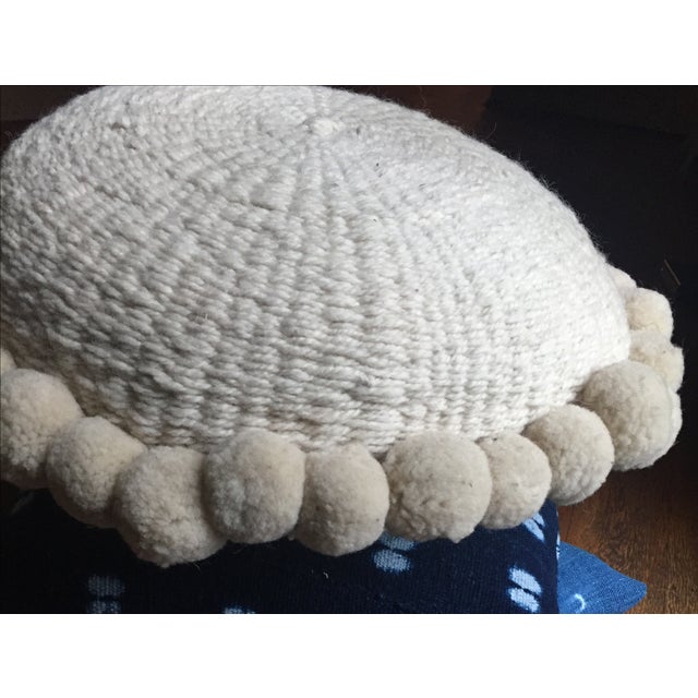 Large Bohemian Round Wool Floor Pillow With Poms Chairish