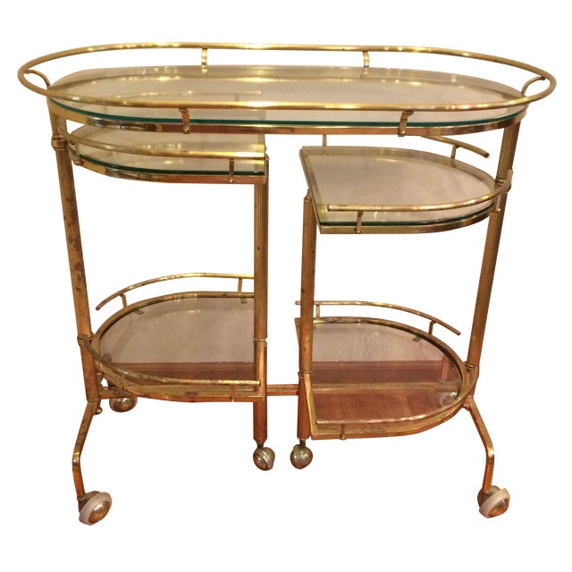 Mid Century Brass & Glass Bar Cart Chairish