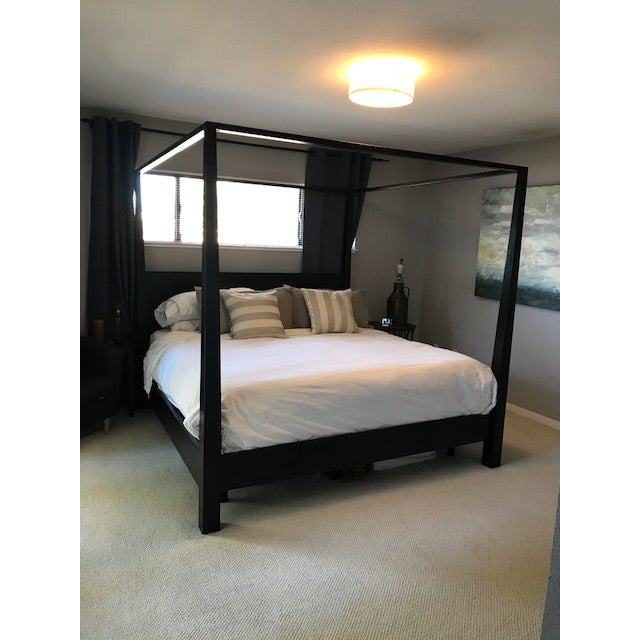 Crate & Barrel Pavillion Black Mahogany Canopy King Bed Chairish