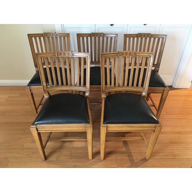 Dining Table and Leather/Wood Chairs Set of 5 Chairish