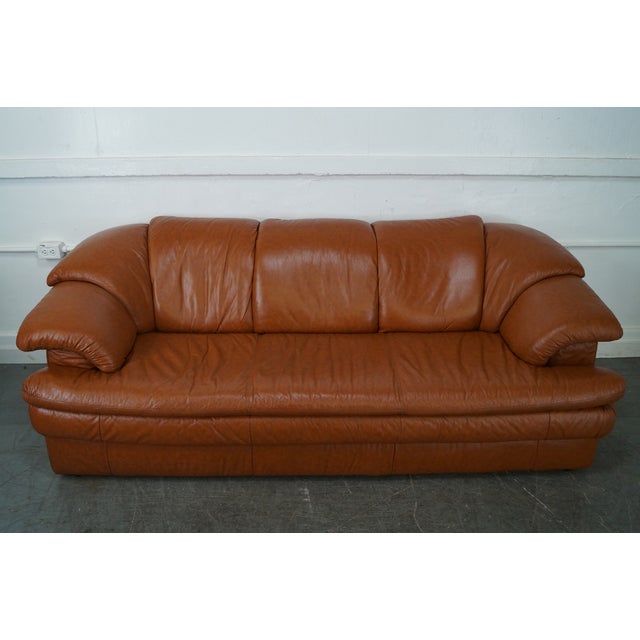 Natuzzi Vintage Caramel Color Leather Sofa Chairish