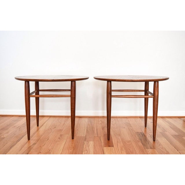 Mid Century Mersman Walnut Wood Round Accent End Table ...