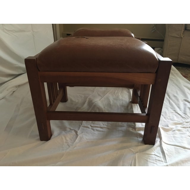 Stickley MissionStyle Leather Ottomans A Pair Chairish