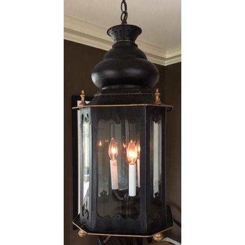 Moroccan-Style Black & Gold Lantern Chandelier | Chairish