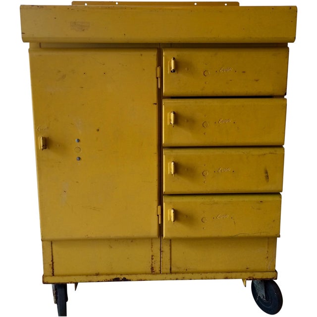 Industrial Rustic Yellow Cart Chairish