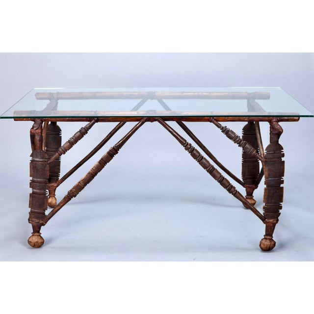 North African Carved Wood Table with Glass Top Chairish