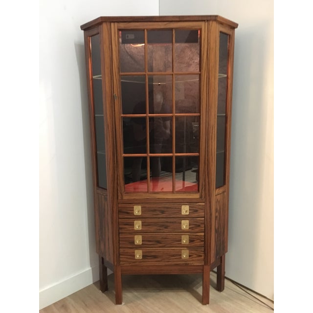 Bruksbo Mid Century Modern Corner Rosewood Curio Cabinet ...