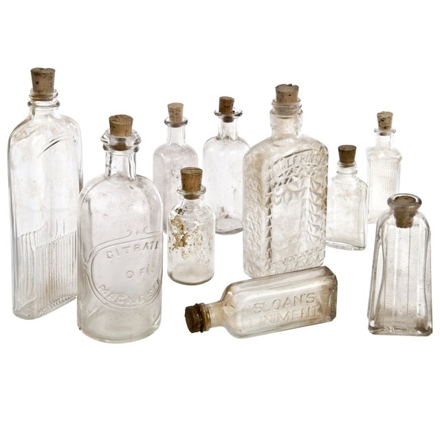 Vintage Clear Glass Bottle Collection Set of 10 Chairish