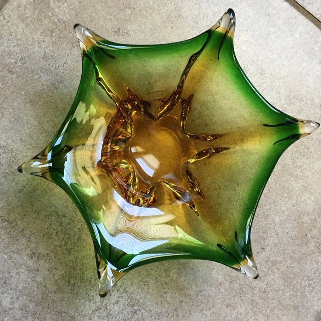 Vintage Murano Green & Gold Art Glass Bowl Chairish