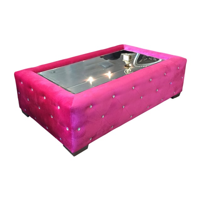 Diva Rocker Glam Hot Pink Ottoman With Rhinestones Chairish