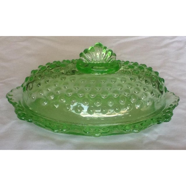 Vintage Fenton Green Glass Hobnail Butter Dish Chairish
