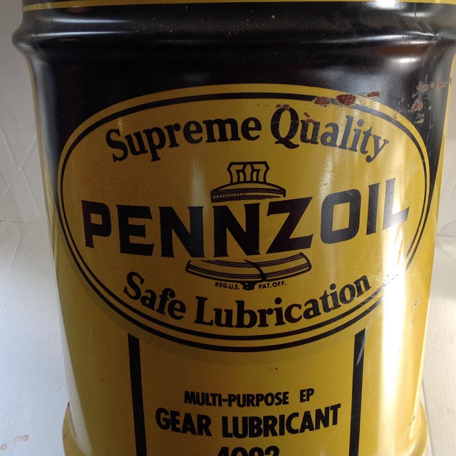 Vintage Industrial Oil Drum Steel Pennzoil Gear Lubricant Drum Chairish