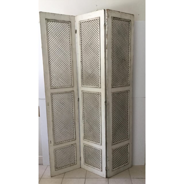 Vintage White Wood Trellis Room Divider Chairish