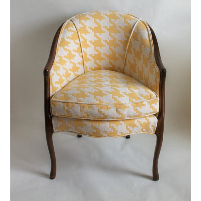 Yellow & White Upholstered Accent Chair Chairish