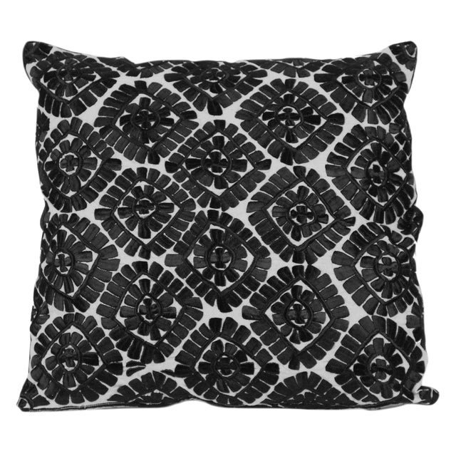 Moroccan Embroidered Pillow, Black Chairish