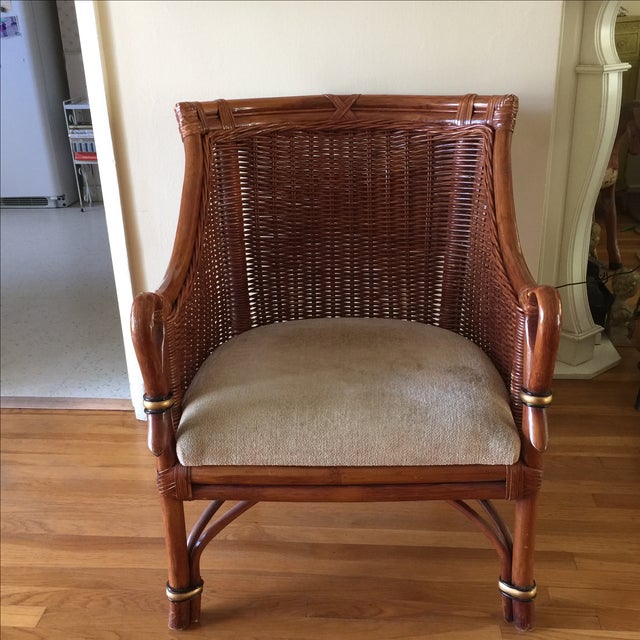 Vintage Asian Rattan Wicker Club Chair | Chairish