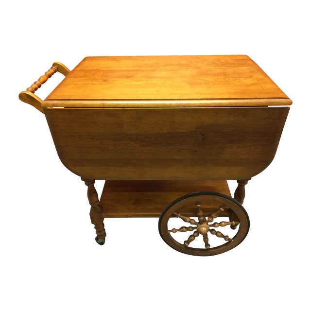 Vintage Solid Maple DropLeaf Tea Cart Chairish