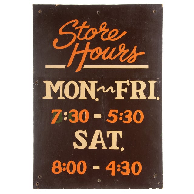 Vintage Store Hours Wood Sign Chairish