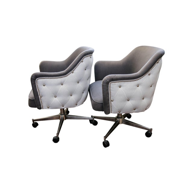 Reupholstered MidCentury Office Chairs A Pair Chairish