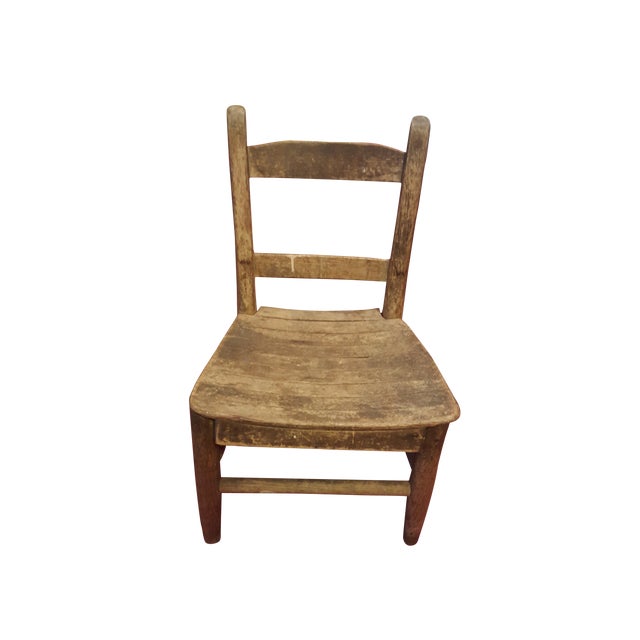 Antique Wooden Straight Back Child's Chair | Chairish