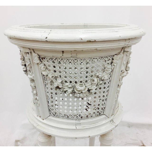 Antique French Cane & Wood Planter Stand Chairish