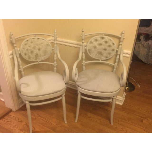 Light Gray Cane Back Chairs A Pair Chairish