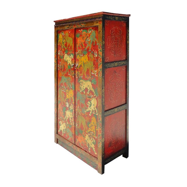 Tibetan Foo Dogs Theme Tall Armoire Chairish