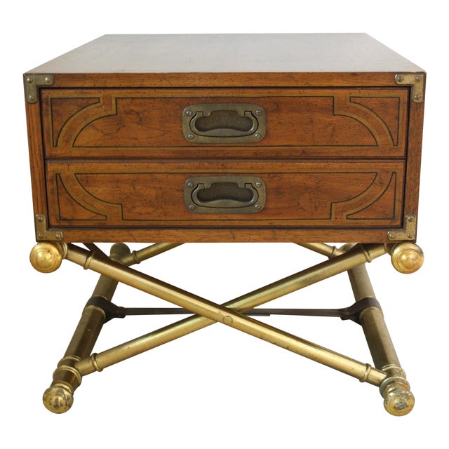 Vintage Drexel Campaign Style Side Table Chairish