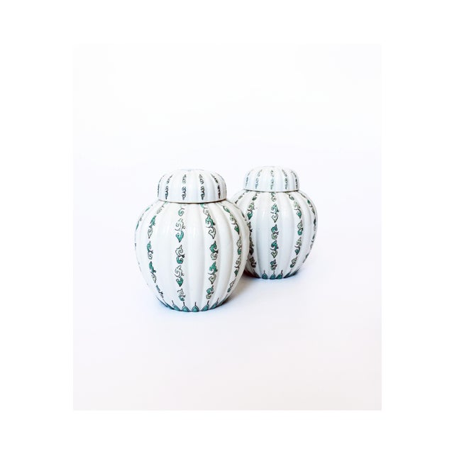 Vintage Green and White Ginger Jars A Pair Chairish
