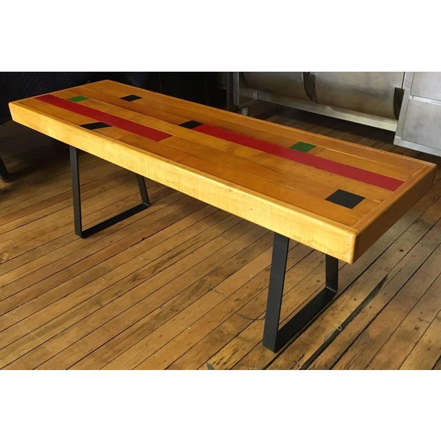 Vintage Antique Gym Flooring W/Steel Legs as Bench Chairish