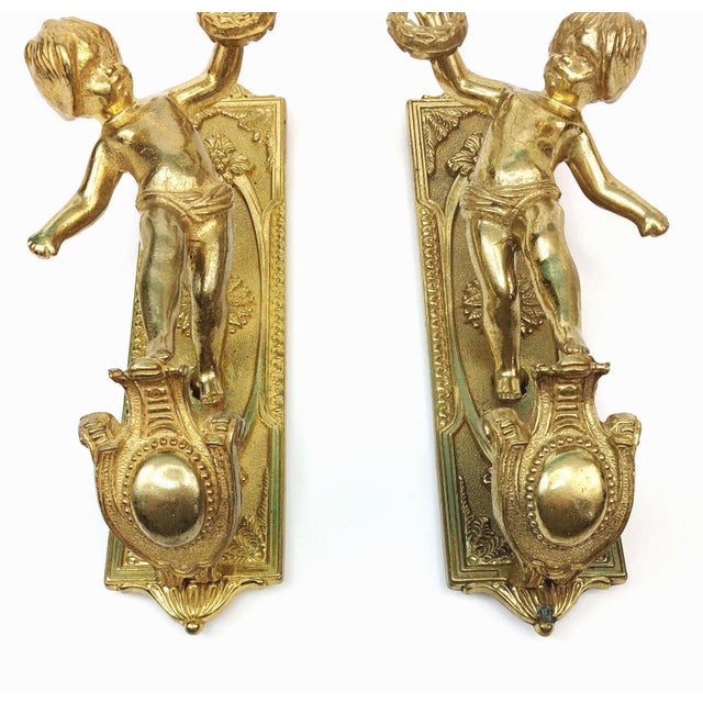 Vintage Italian Brass Cherub Candle Wall Sconces - a Pair Chairish
