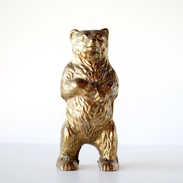 Antique Brass Bear Bank Figurine Chairish