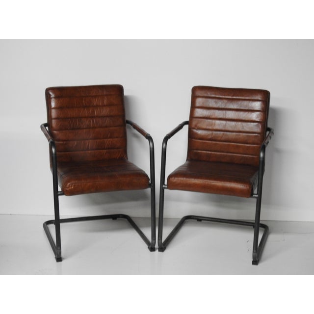 Industrial Style Leather Armchairs Chairish